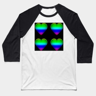 Rainbow Barbwire Hearts With Black Background Baseball T-Shirt